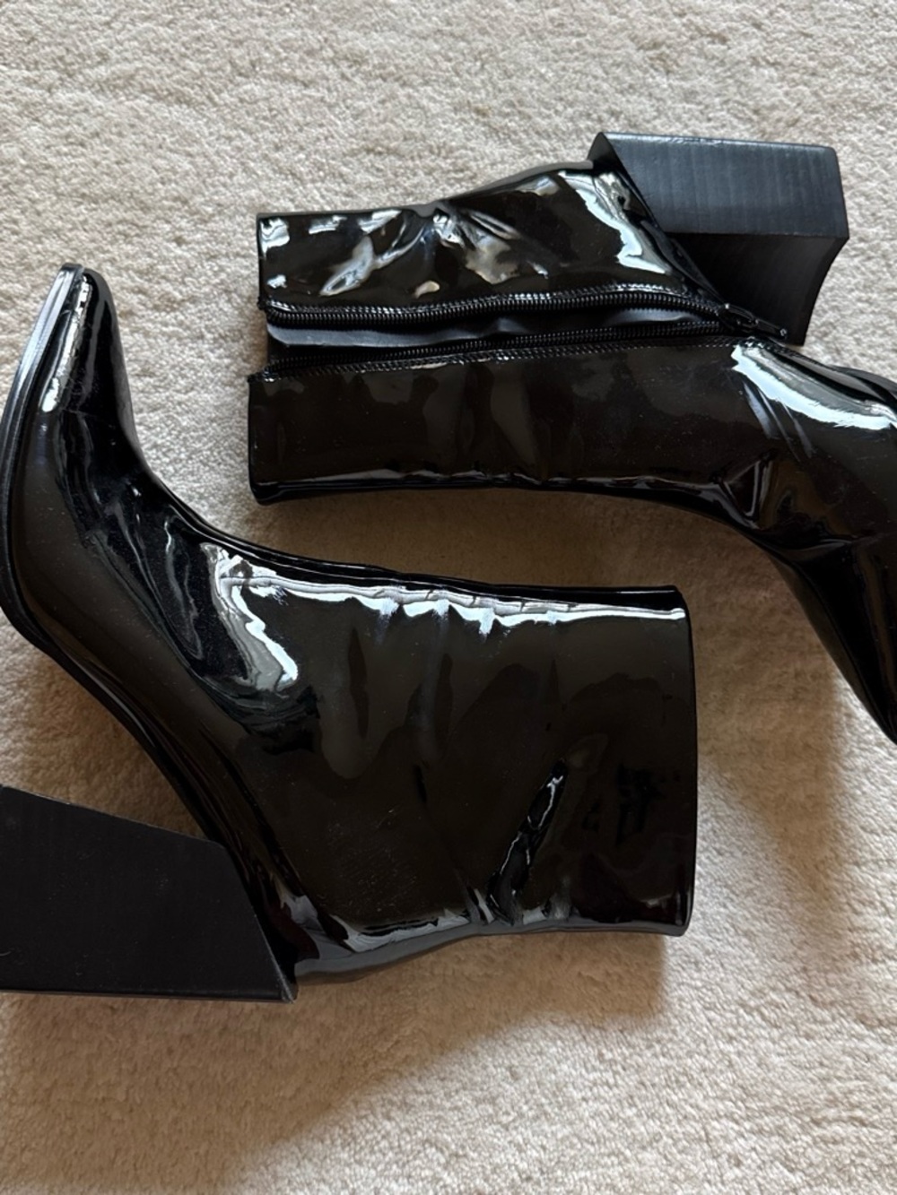 Steve Madden Black Patent Pointed Toe Ankle Booties